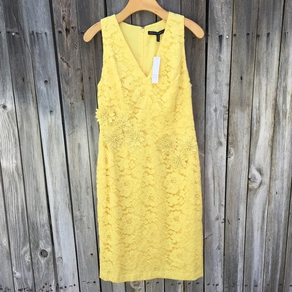 White house black market yellow dress hot sale
